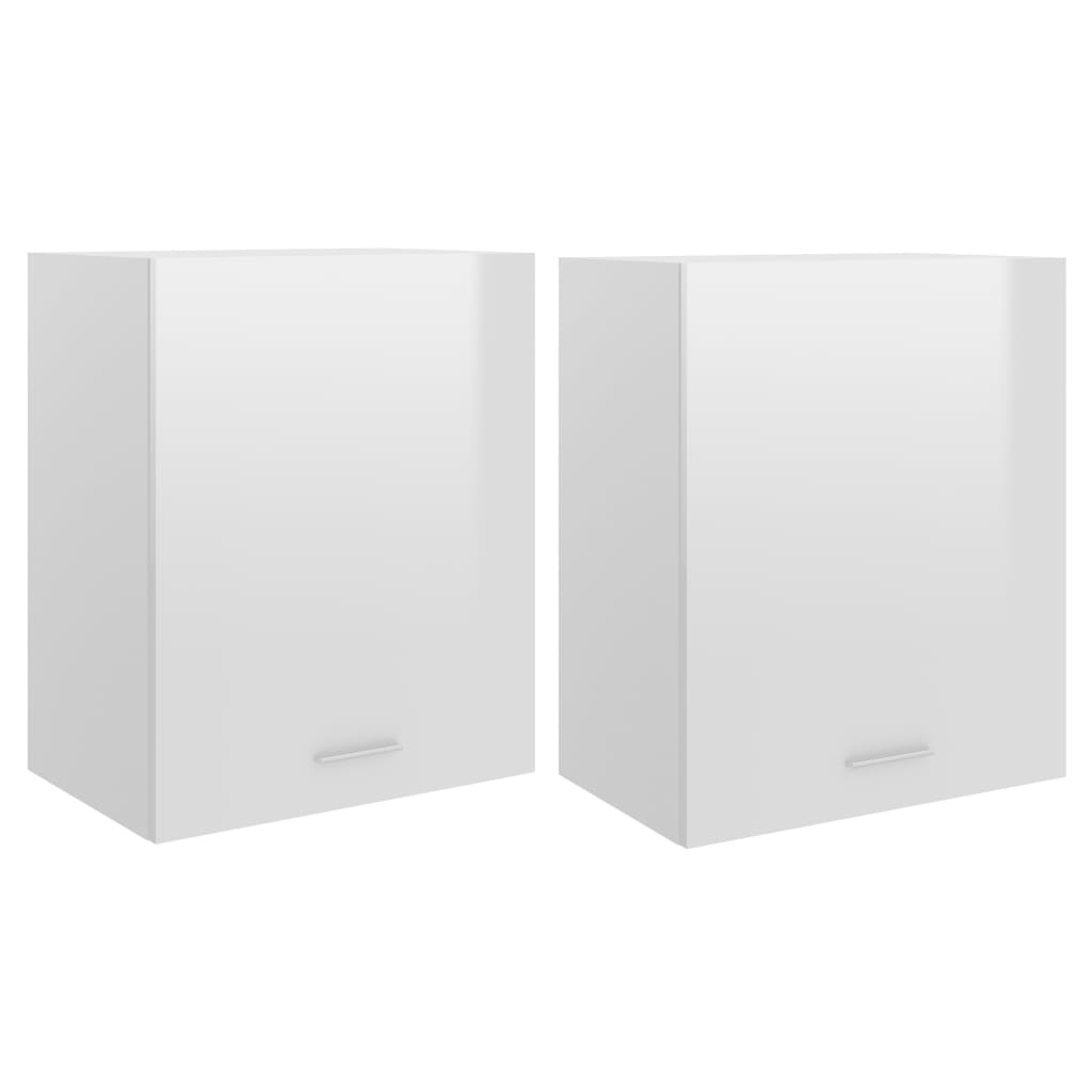 Mobili Pensili 2pz Bianco Lucido 50x31x60 cm Legno Multistrato