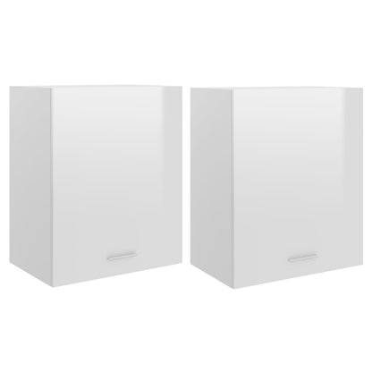 Mobili Pensili 2pz Bianco Lucido 50x31x60 cm Legno Multistrato
