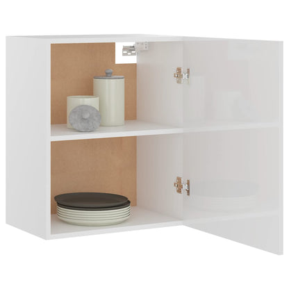 Mobili Pensili 2pz Bianco Lucido 50x31x60 cm Legno Multistrato