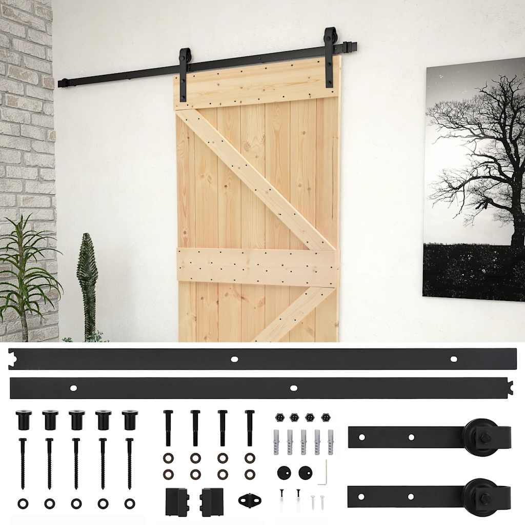 Porta Scorrevole con Set Hardware 80x210 cm in Legno di Pino