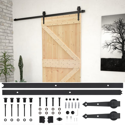 Porta Scorrevole con Set Hardware 100x210 cm in Legno di Pino