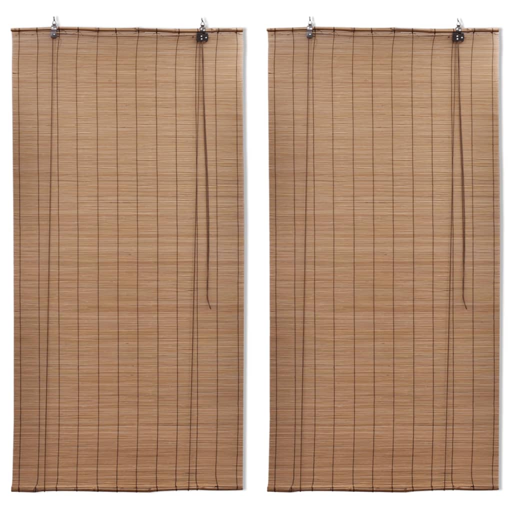Tende a Rullo in BambÃƒÂ¹ 2 pz Marroni 120x220 cm