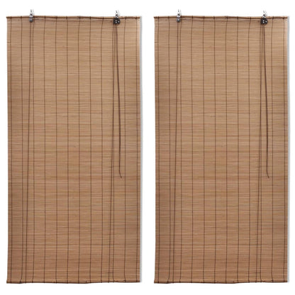 Tende a Rullo in BambÃƒÂ¹ 2 pz Marroni 120x220 cm