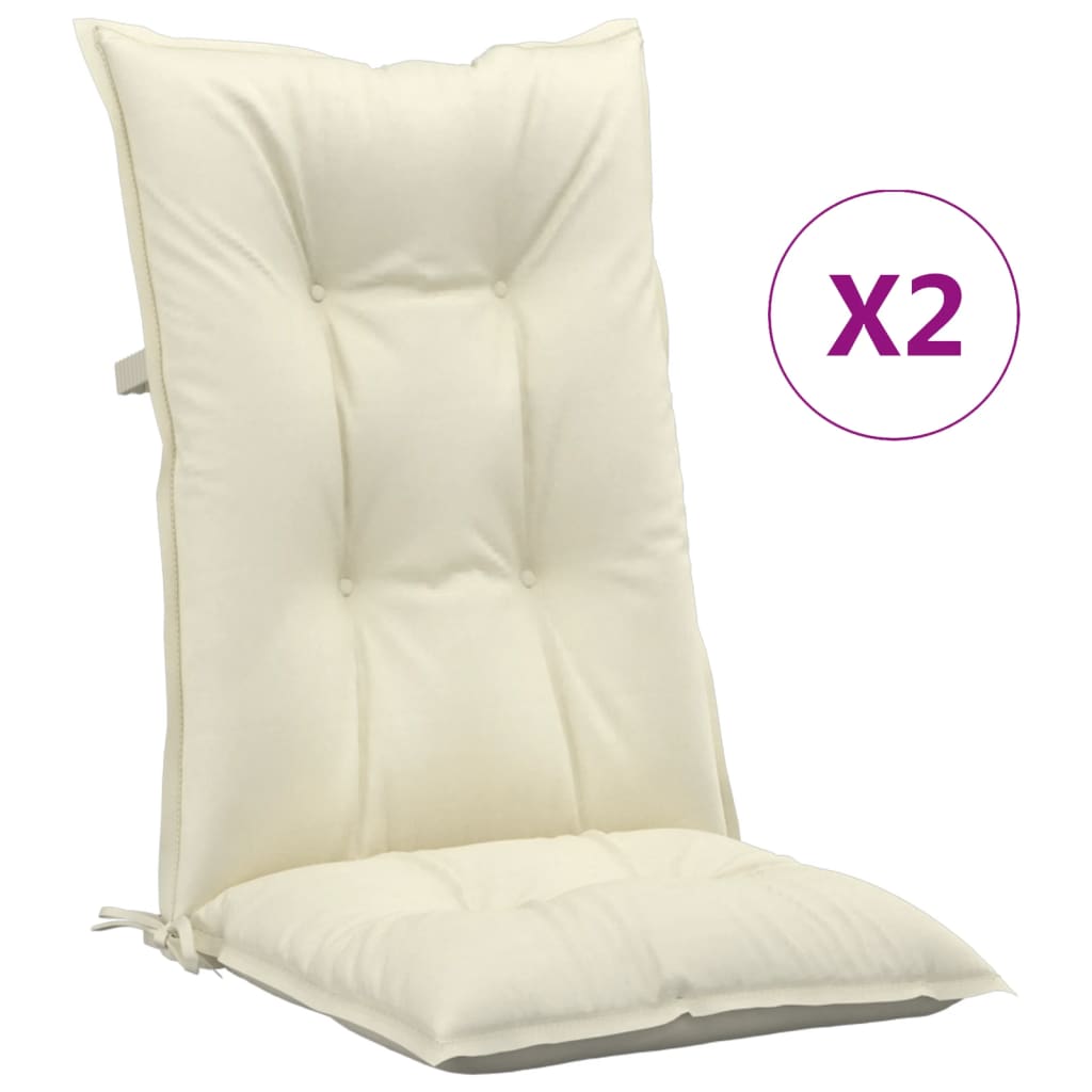Cuscini per Sedie 2 pz Crema 120x50x7 cm in Tessuto