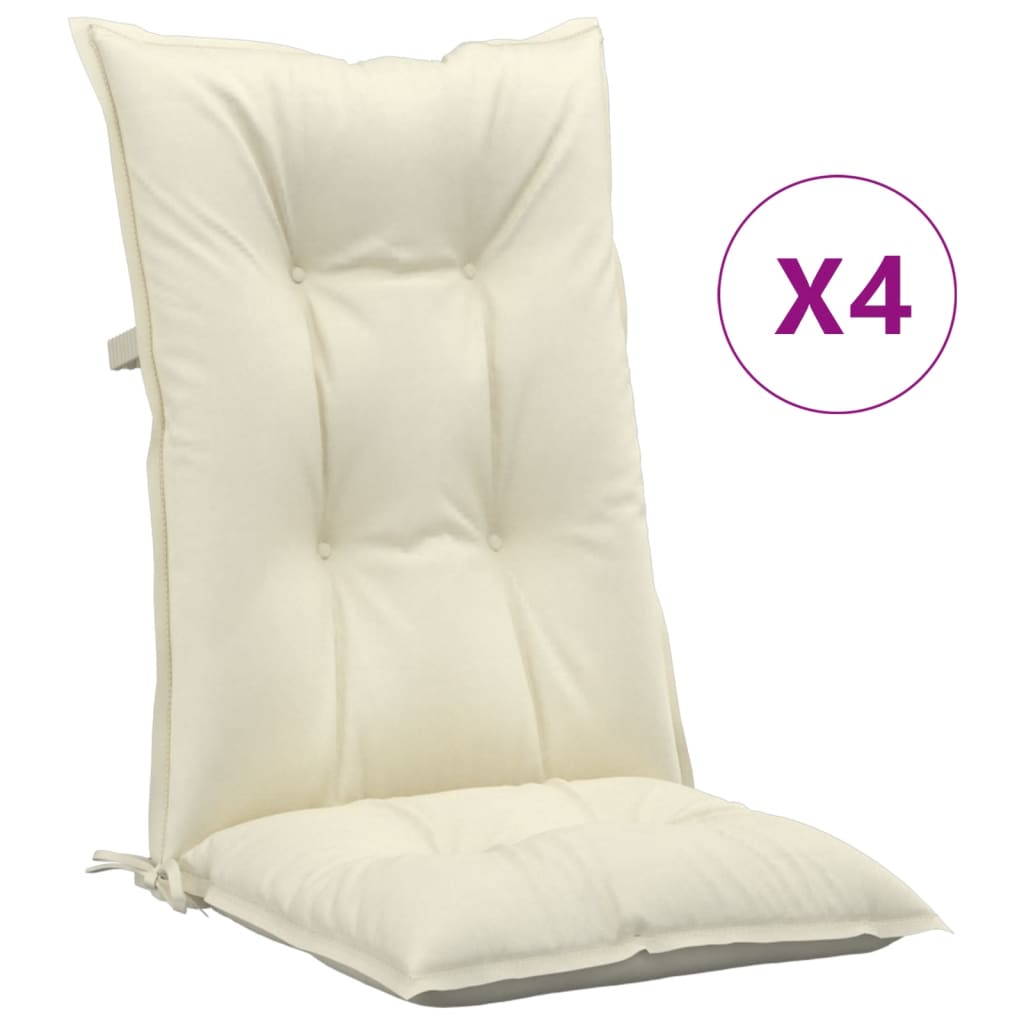 Cuscini per Sedie 4 pz Crema 120x50x7 cm in Tessuto