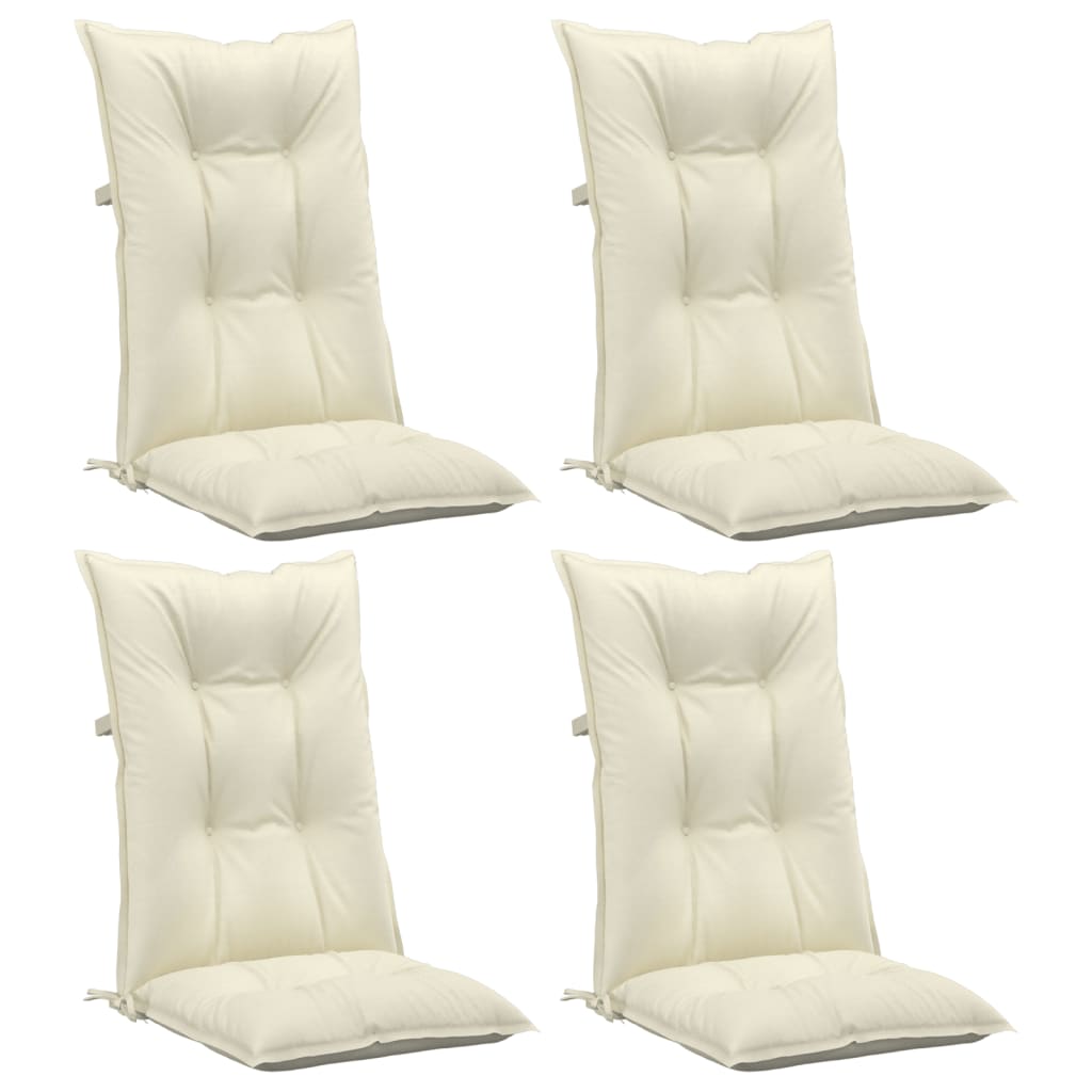 Cuscini per Sedie 4 pz Crema 120x50x7 cm in Tessuto
