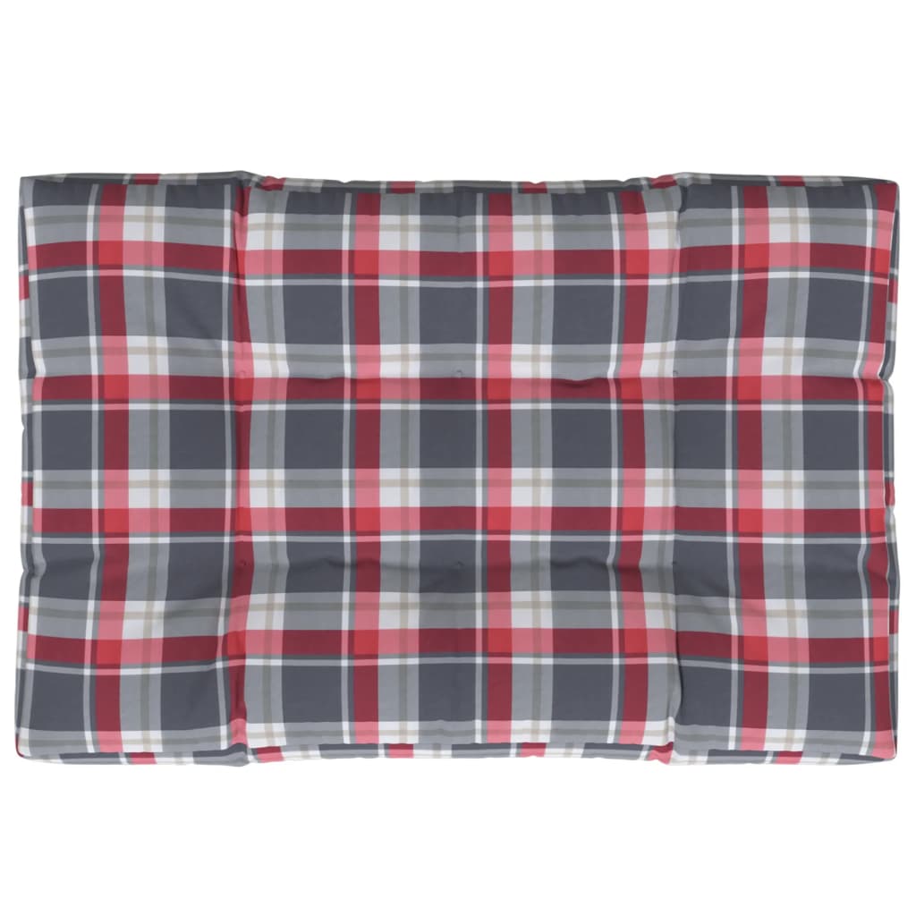 Cuscino per Pallet a Quadri Rossi 120x80x12 cm in Tessuto