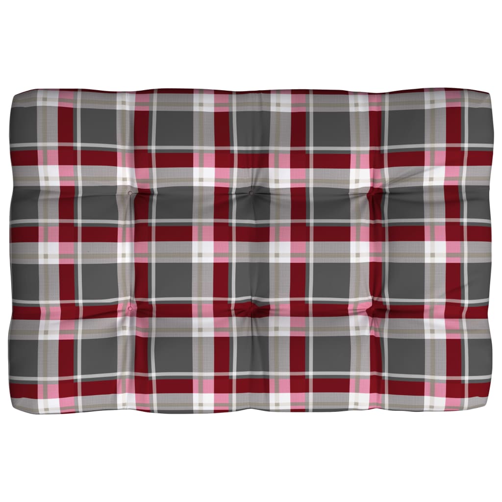 Cuscini per Divano Pallet 7 pz Rosso Motivo a Quadri