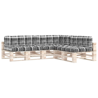 Cuscini per Divano Pallet 7 pz Grigio Motivo a Quadri