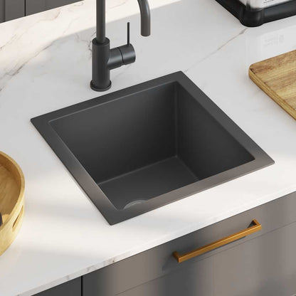 Lavello da Cucina Artigianale Nero in Acciaio Inox