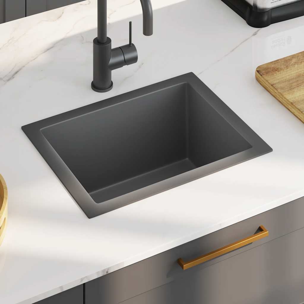 Lavello da Cucina Lavorato a Mano Nero Acciaio Inox