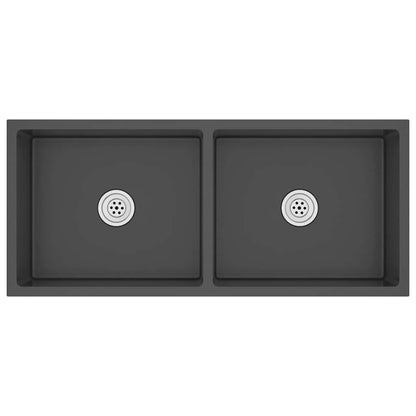 Lavello da Cucina Artigianale Nero in Acciaio Inox