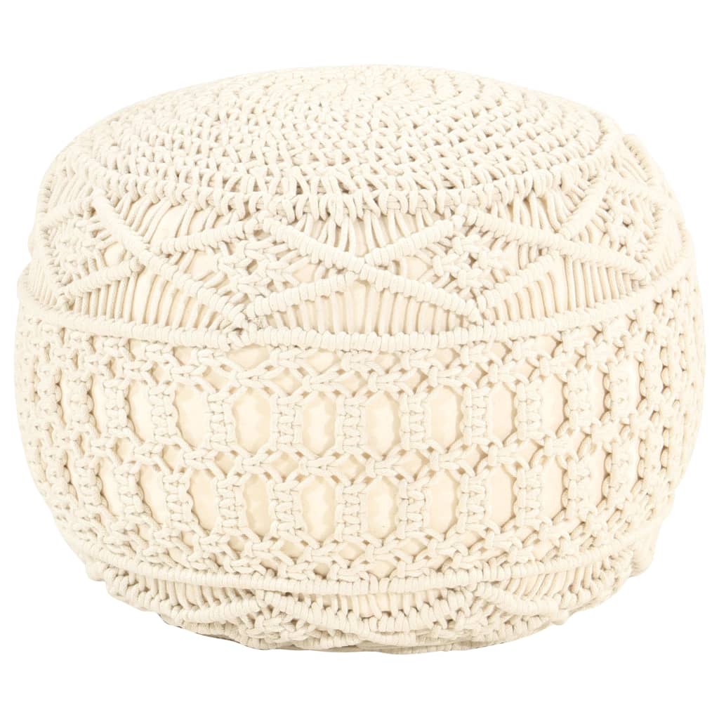 Pouf Lavorato a Mano in MacramÃ© 45x30 cm in Cotone