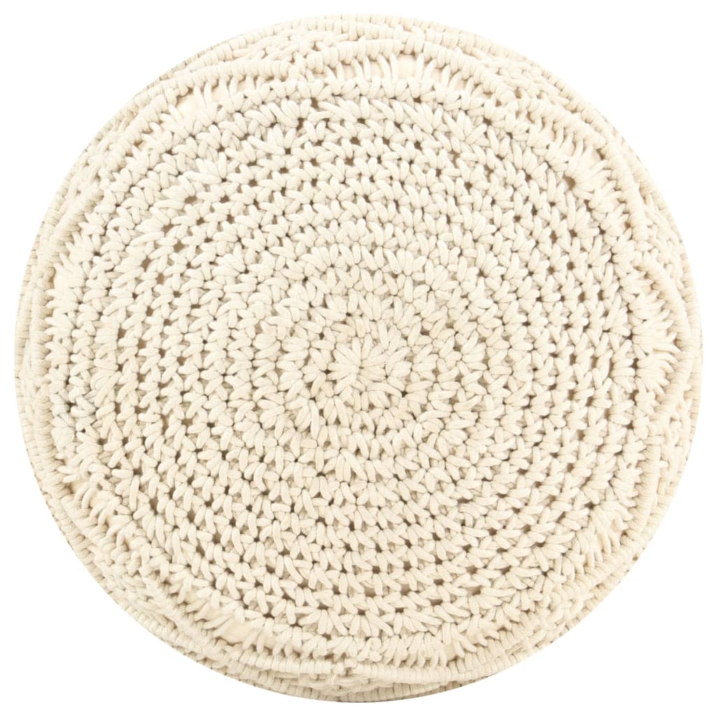 Pouf Lavorato a Mano in MacramÃƒÂ© 45x30 cm in Cotone