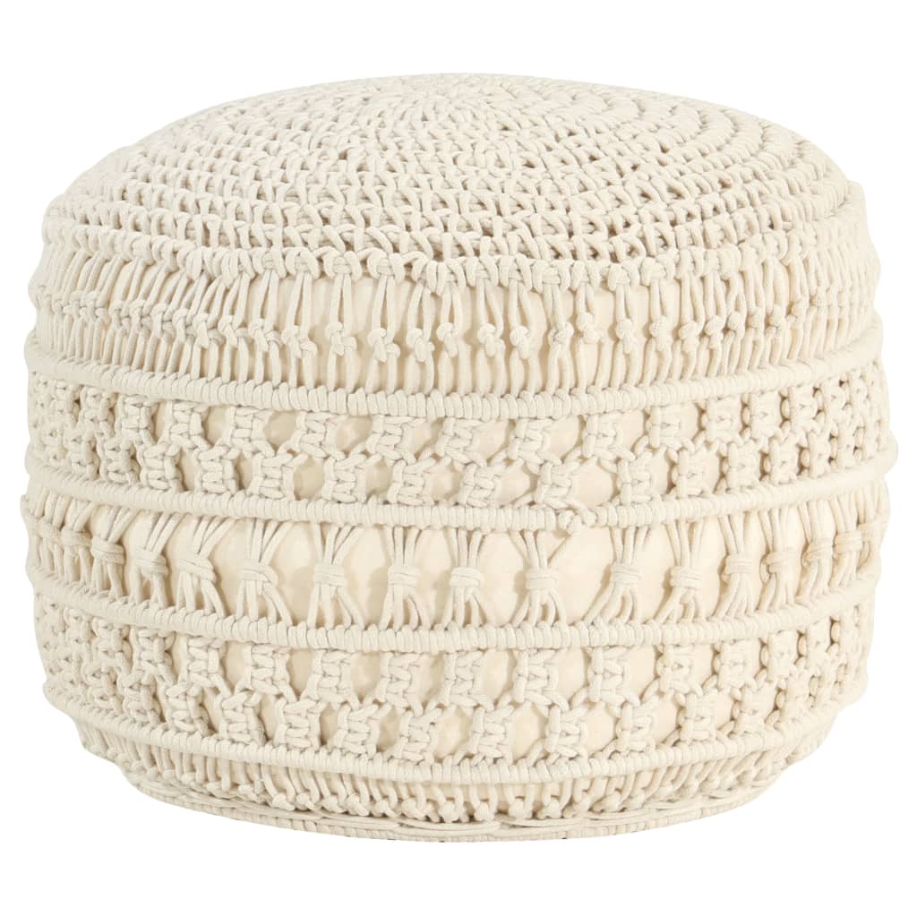 Pouf Lavorato a Mano in MacramÃ© 45x30 cm in Cotone