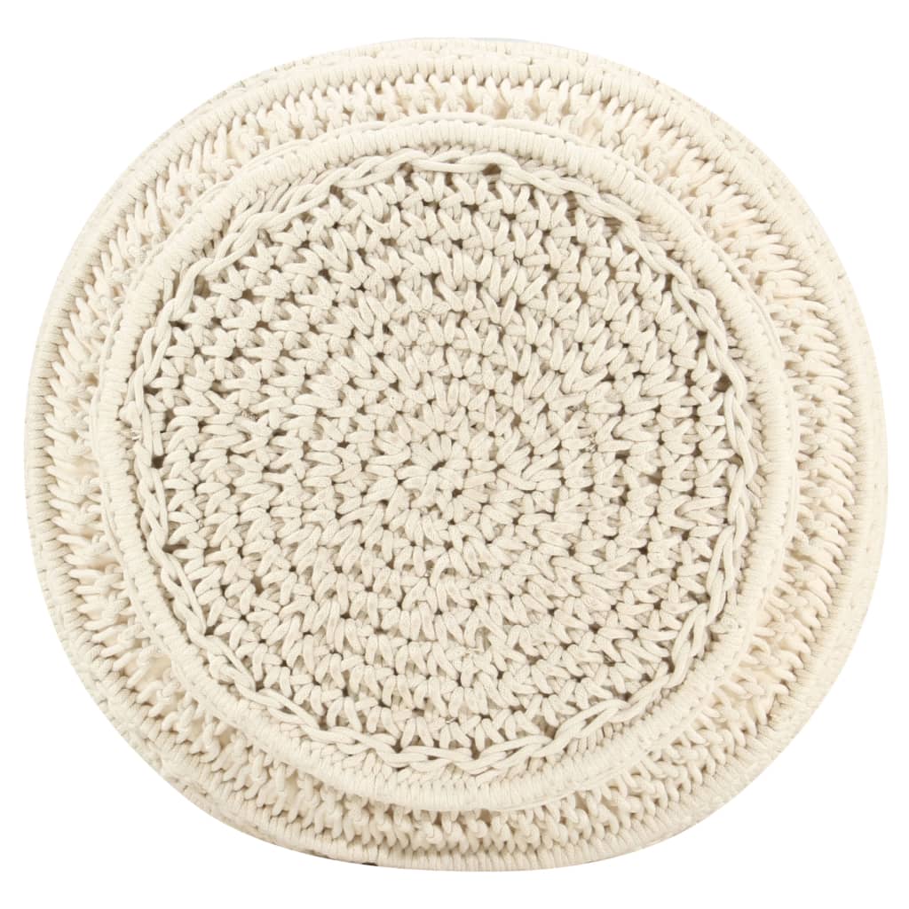 Pouf Lavorato a Mano in MacramÃ© 45x30 cm in Cotone