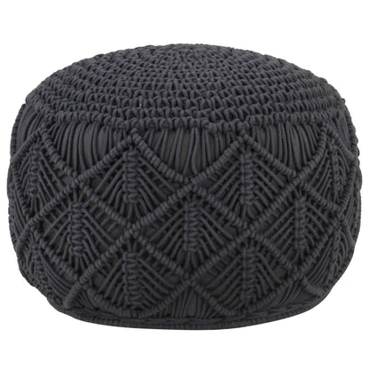 Pouf Lavorato a Mano MacramÃ© Antracite 45x30 cm in Cotone