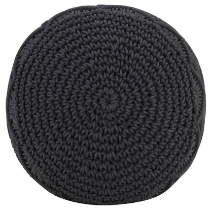 Pouf Lavorato a Mano MacramÃ© Antracite 45x30 cm in Cotone