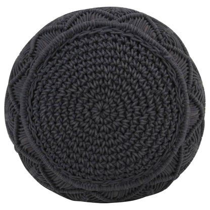 Pouf Lavorato a Mano MacramÃ© Antracite 45x30 cm in Cotone