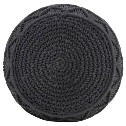 Pouf Lavorato a Mano MacramÃ© Antracite 45x30 cm in Cotone