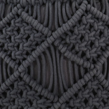 Pouf Lavorato a Mano MacramÃ© Antracite 45x30 cm in Cotone