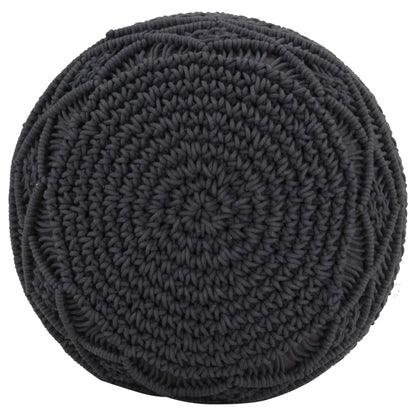 Pouf Lavorato a Mano MacramÃ© Antracite 45x30 cm in Cotone