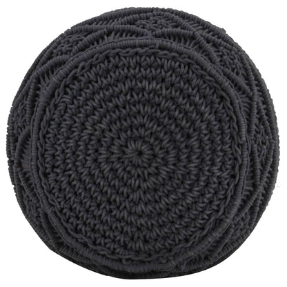Pouf Lavorato a Mano MacramÃ© Antracite 45x30 cm in Cotone