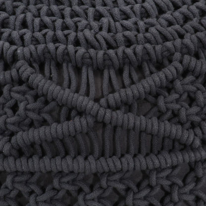 Pouf Lavorato a Mano MacramÃ© Antracite 45x30 cm in Cotone
