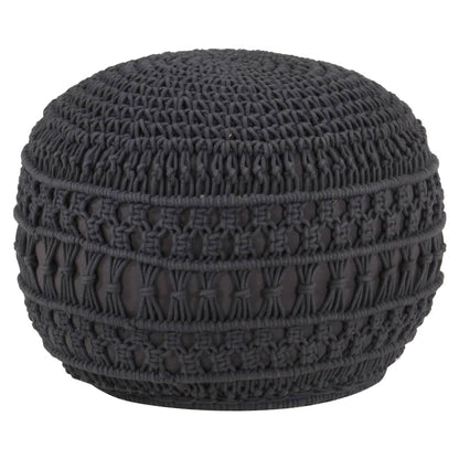 Pouf Lavorato a Mano MacramÃ© Antracite 45x30 cm in Cotone