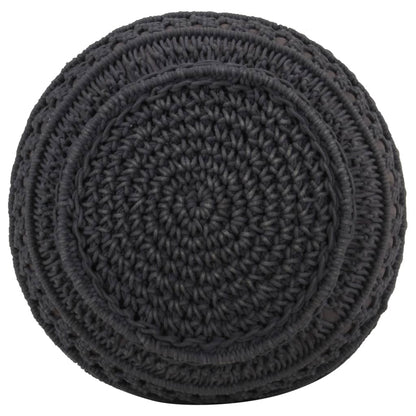 Pouf Lavorato a Mano MacramÃ© Antracite 45x30 cm in Cotone