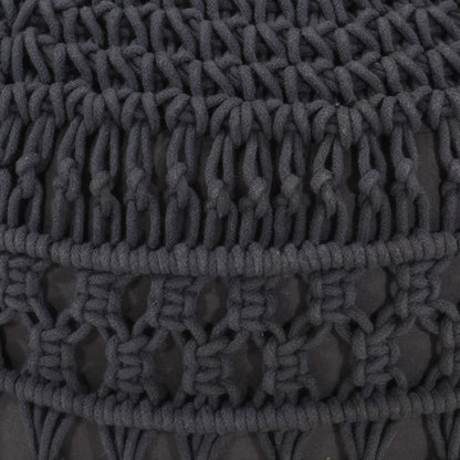 Pouf Lavorato a Mano MacramÃ© Antracite 45x30 cm in Cotone