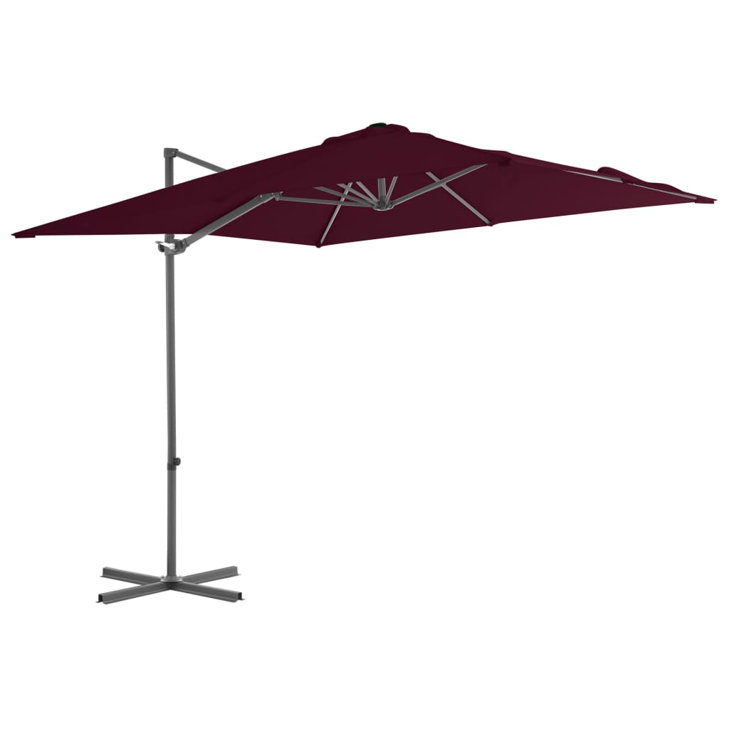 Ombrellone a Sbalzo con Palo in Acciaio 250x250 cm Bordeaux