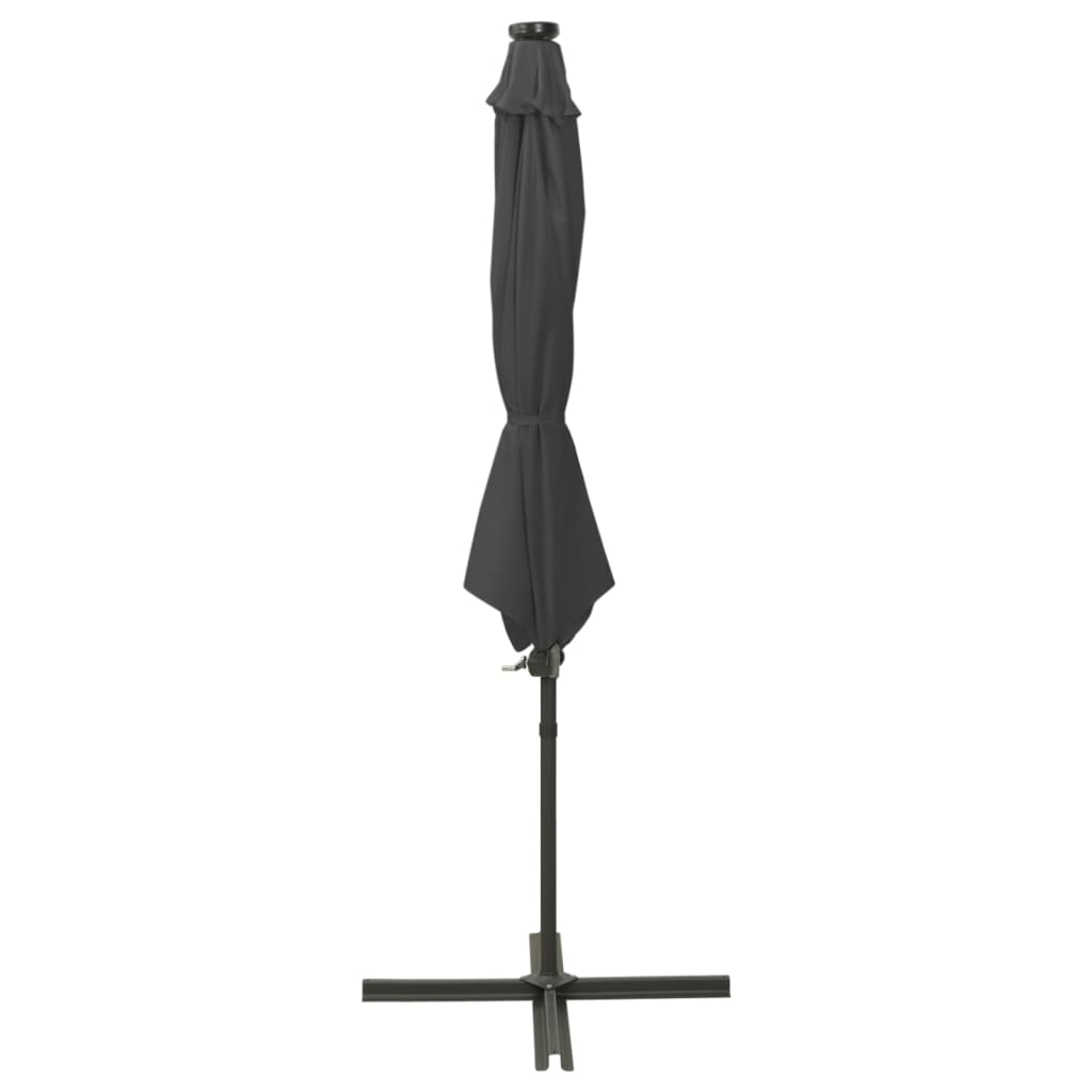 Ombrellone a Sbalzo con Palo e Luci a LED Antracite 300 cm