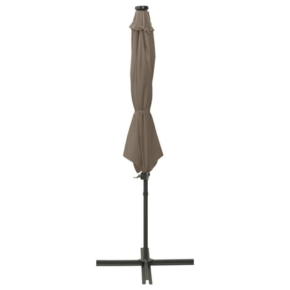 Ombrellone a Sbalzo con Palo e Luci a LED Tortora 300 cm