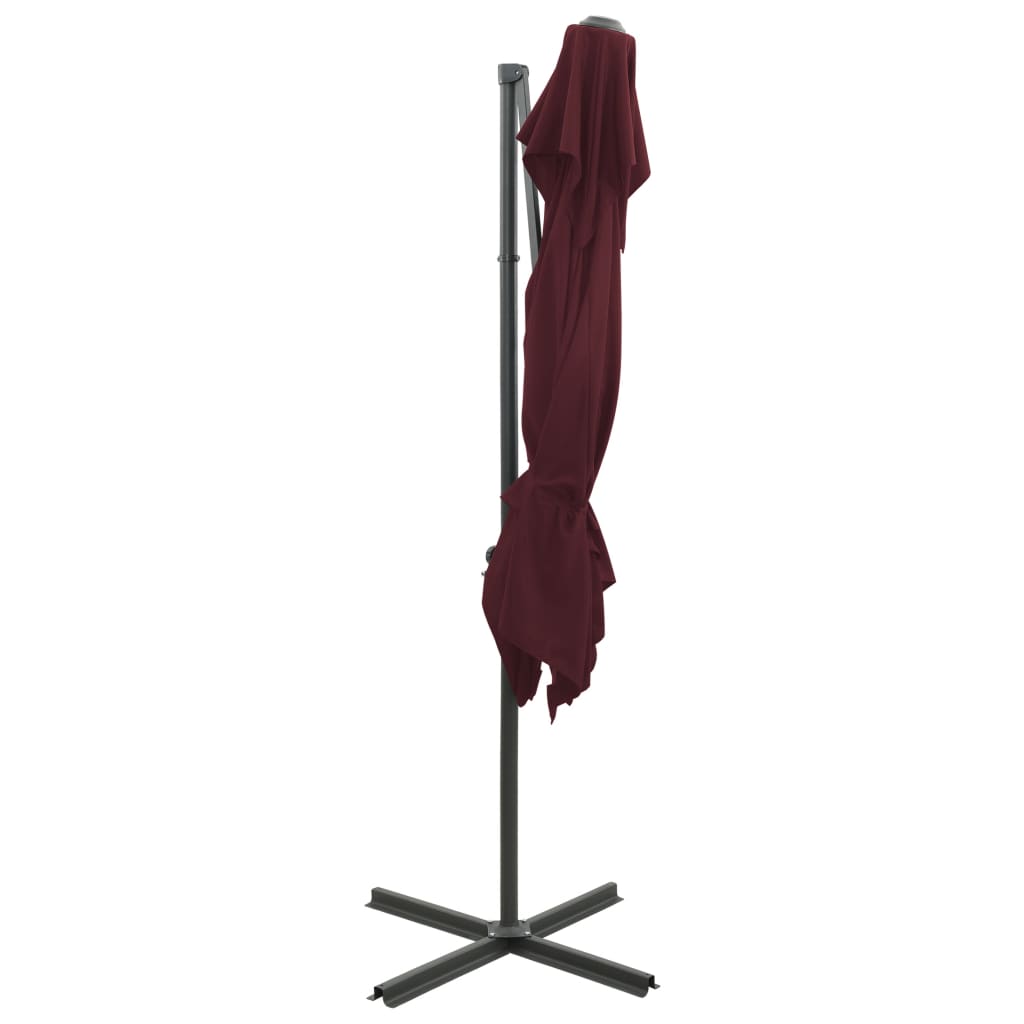 Ombrellone a Sbalzo con LED 250x250 cm Bordeaux