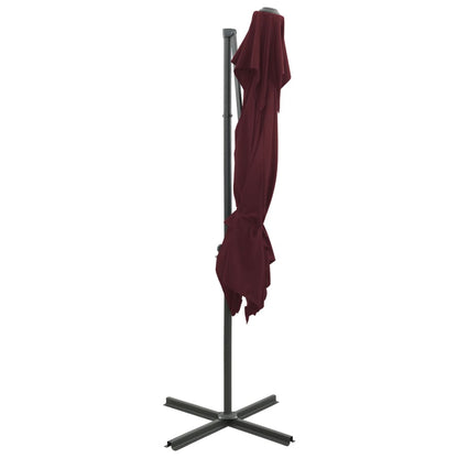 Ombrellone a Sbalzo con LED 250x250 cm Bordeaux