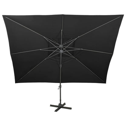 Ombrellone a Sbalzo con Doppia Copertura 400x300 cm Nero