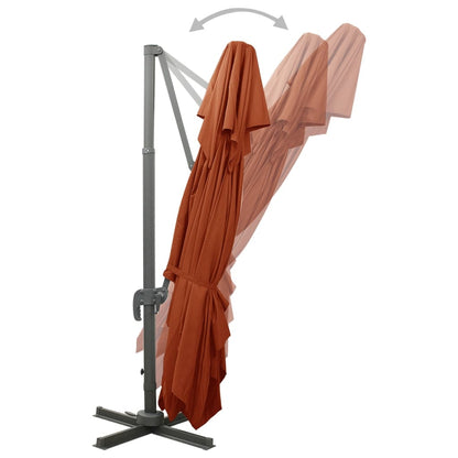 Ombrellone a Sbalzo con Doppia Copertura 400x300 cm Terracotta