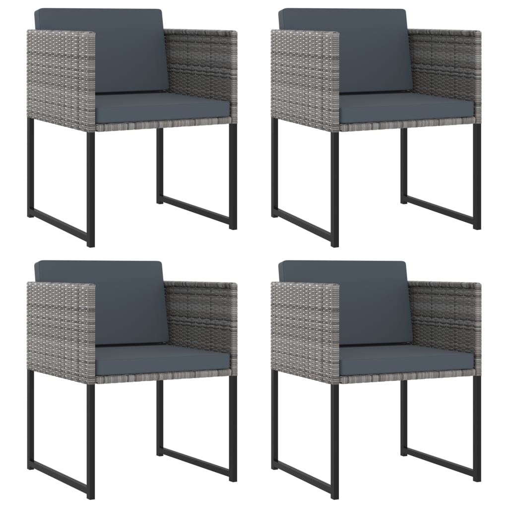 Set Pranzo da Giardino 9 pz con Cuscini in Polyrattan Grigio