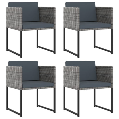 Set Pranzo da Giardino 9 pz con Cuscini in Polyrattan Grigio