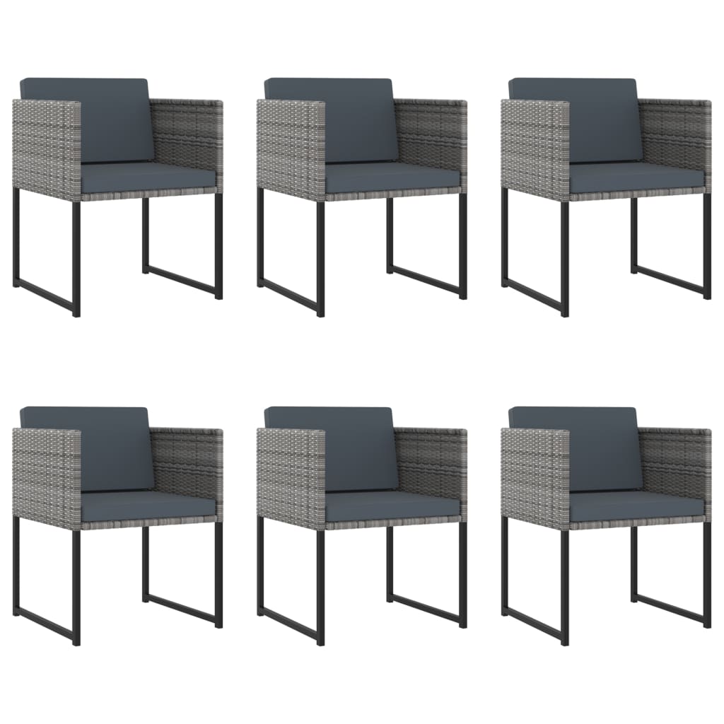 Set Pranzo da Giardino 11 pz con Cuscini in Polyrattan Grigio