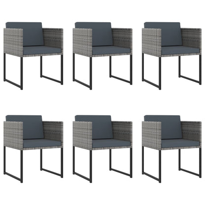 Set Pranzo da Giardino 11 pz con Cuscini in Polyrattan Grigio