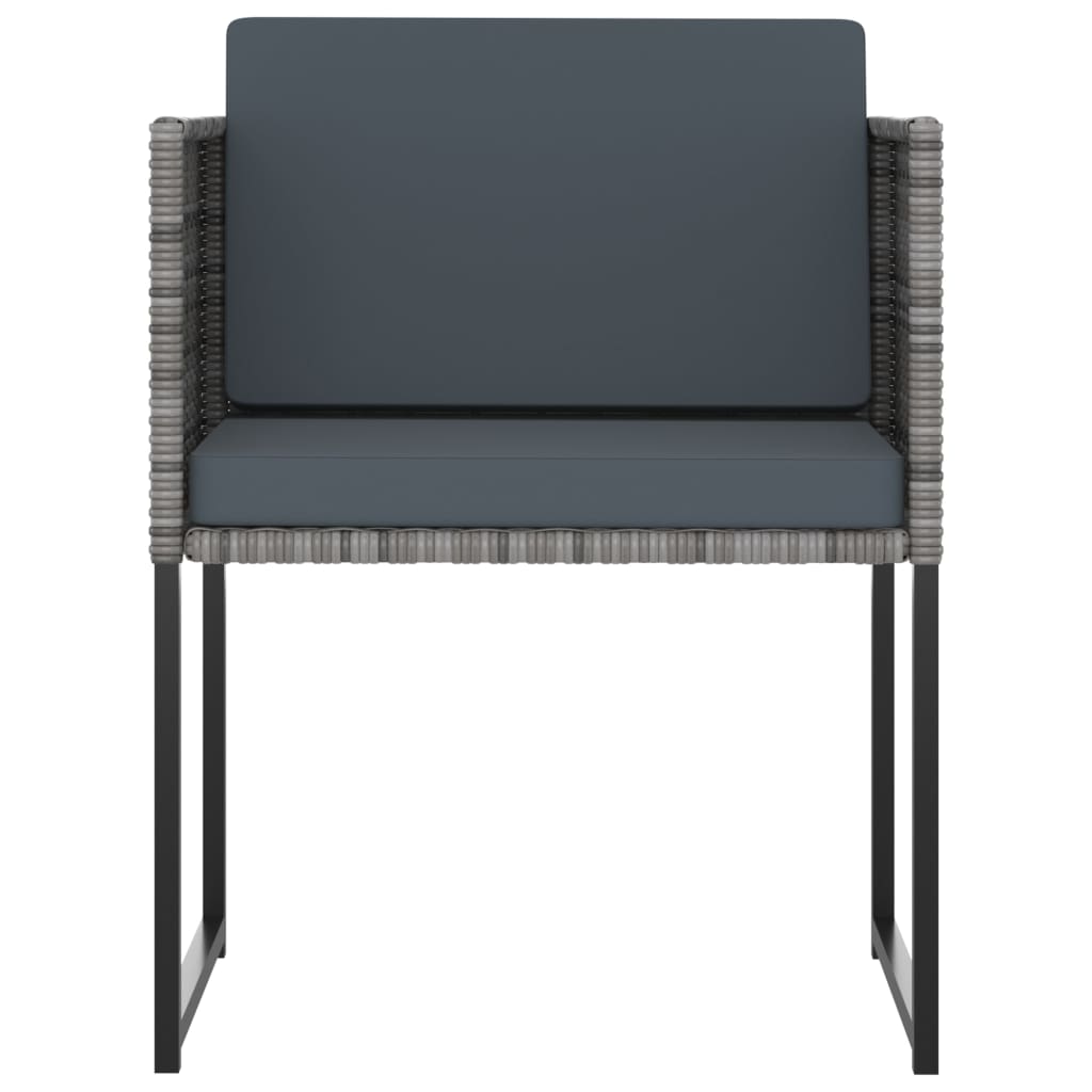 Set Pranzo da Giardino 11 pz con Cuscini in Polyrattan Grigio