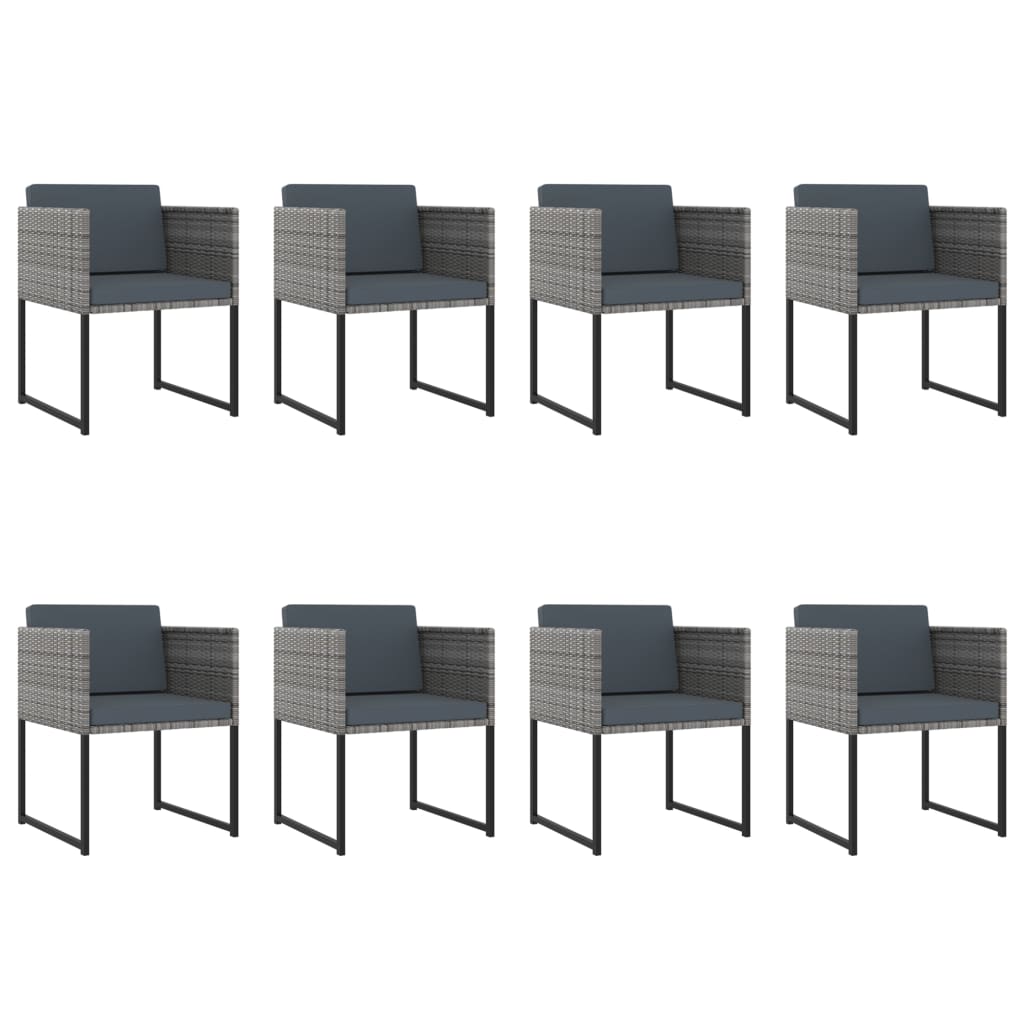 Set Pranzo da Giardino 13 pz con Cuscini in Polyrattan Grigio