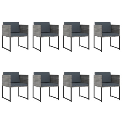 Set Pranzo da Giardino 13 pz con Cuscini in Polyrattan Grigio