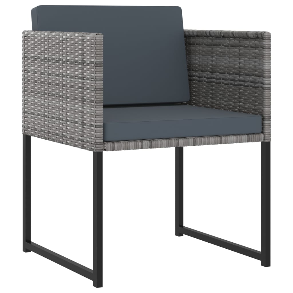 Set Pranzo da Giardino 13 pz con Cuscini in Polyrattan Grigio