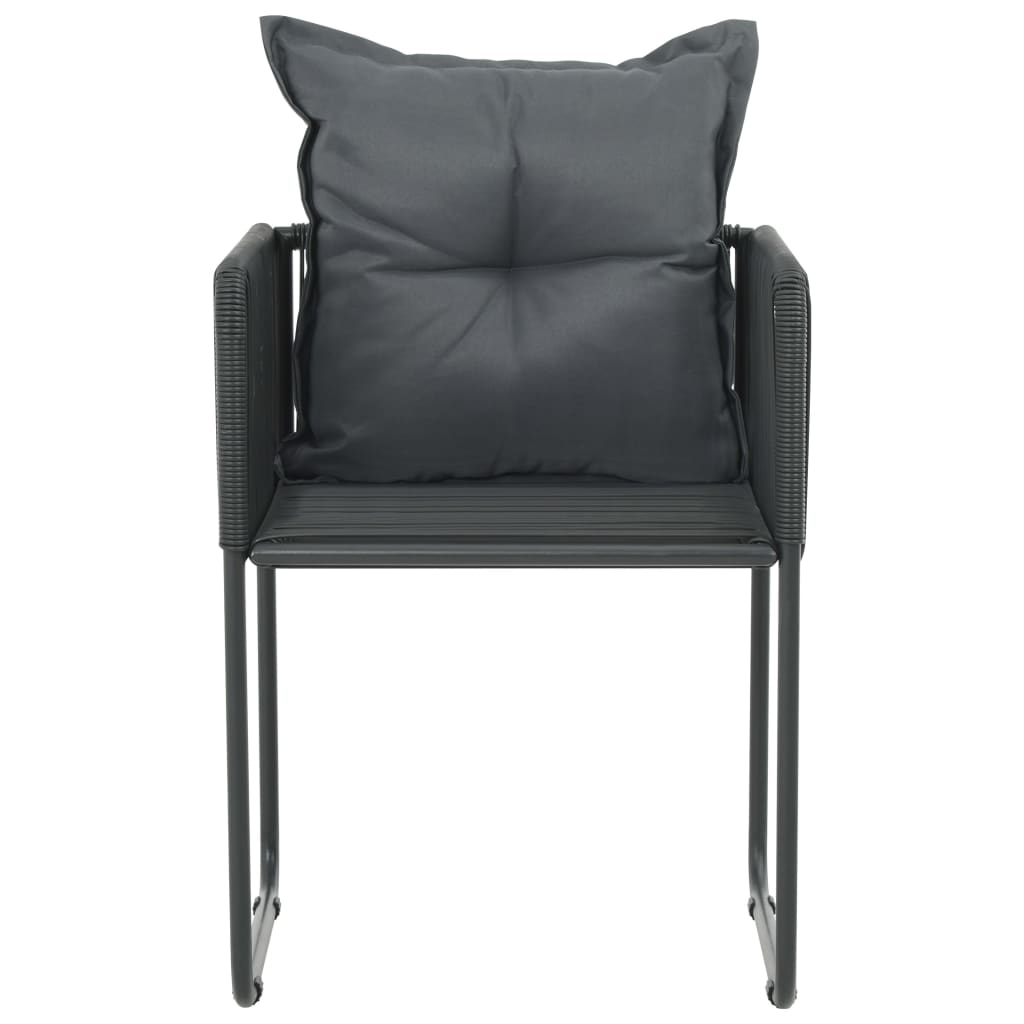 Sedie da Esterni 4 pz con Cuscini in Polyrattan Nere