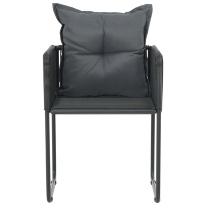 Sedie da Esterni 4 pz con Cuscini in Polyrattan Nere