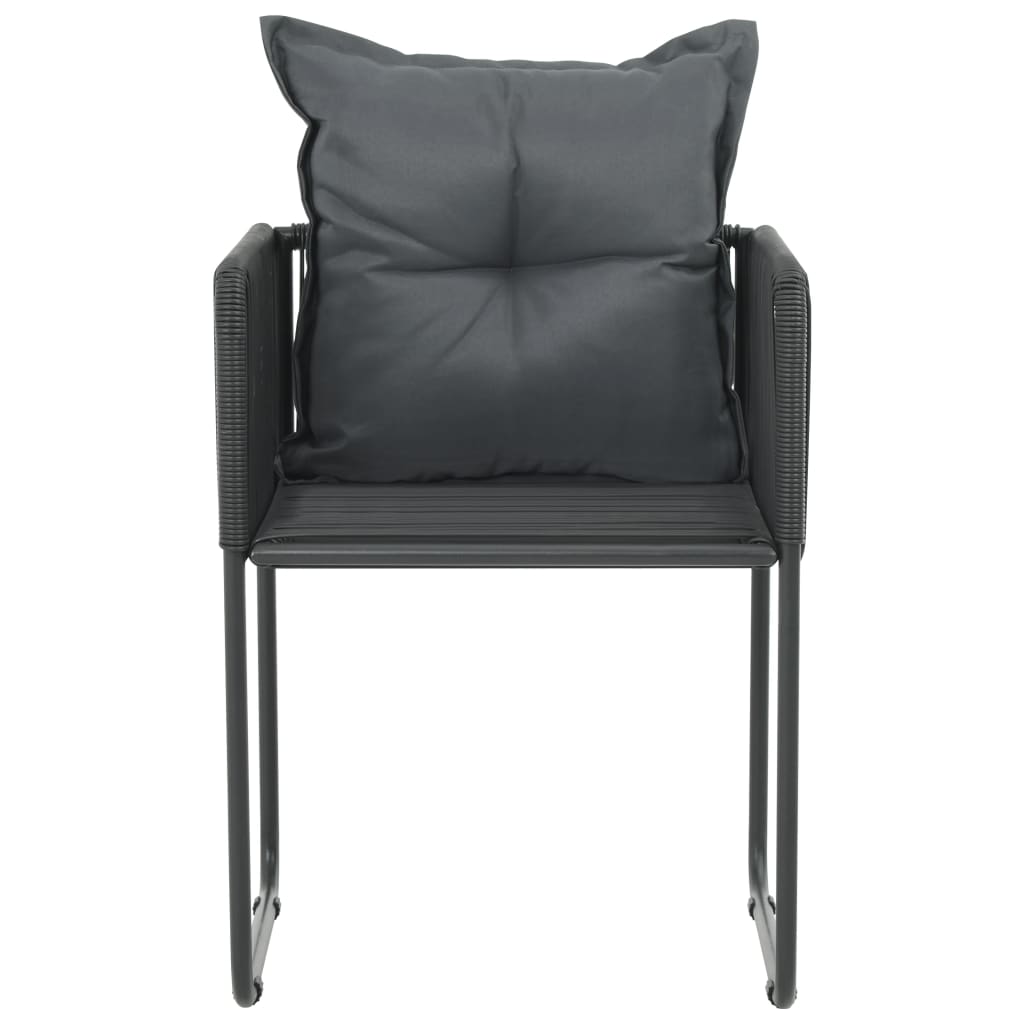 Sedie da Esterni 6 pz con Cuscini in Polyrattan Nere