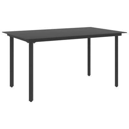 Tavolo da Giardino Nero 150x80x74 cm in Acciaio e Vetro